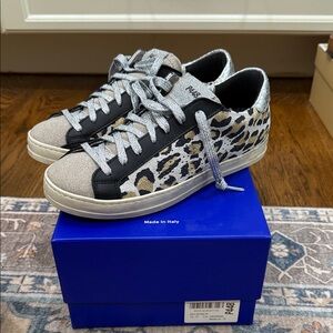 P448 Leopard and Silver Sneakers
